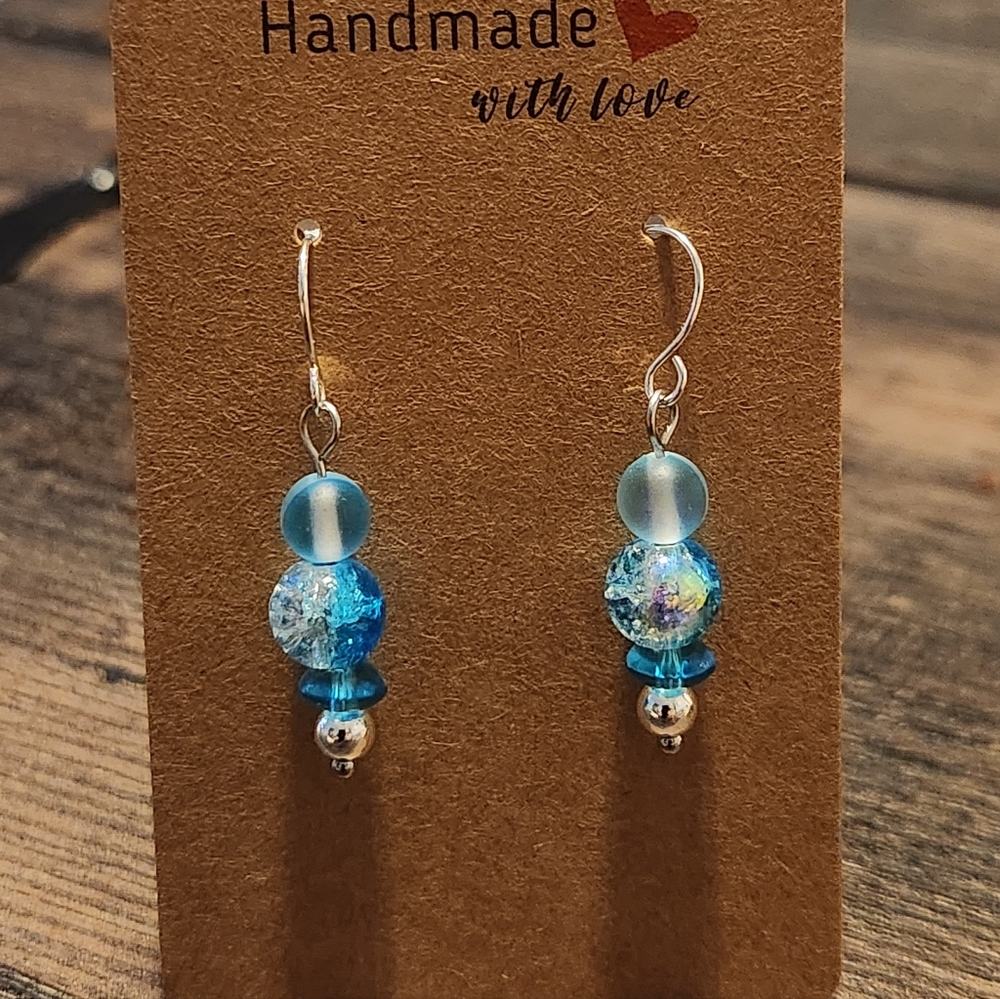 Handmade Blue and Silver Earrings